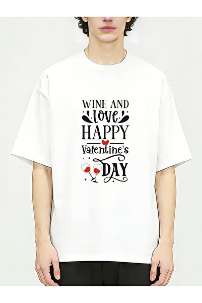 12 HERTZ تي شيرت قطني مضحك وفريد بتصميم "Wine Love Happy Valentine's Day Gift...