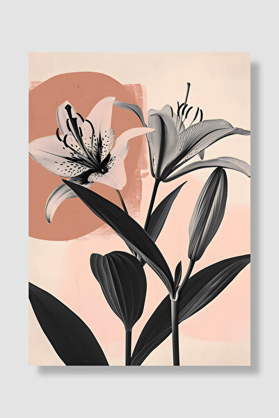Luna Marissa Poster abstract Flori de crin Negru Alb Roz pudrat Artă decorati...