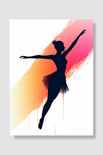 Luna Marissa Poster pentru femei în linie Siluetă de balerină Colorat Acuarel...