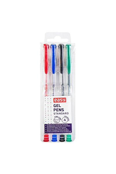 Easy Stationery Pix cu gel 4 culori 0,7 mm – albastru/negru/verde/roșu