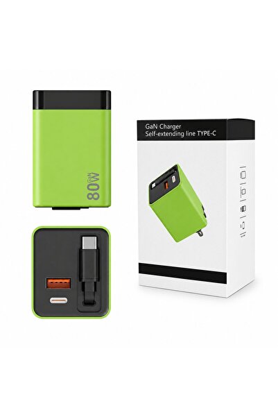 Flippy Incarcator Telefon, Flippy, 80W, Dual Port USB-A si USB-C, Fast Charge...