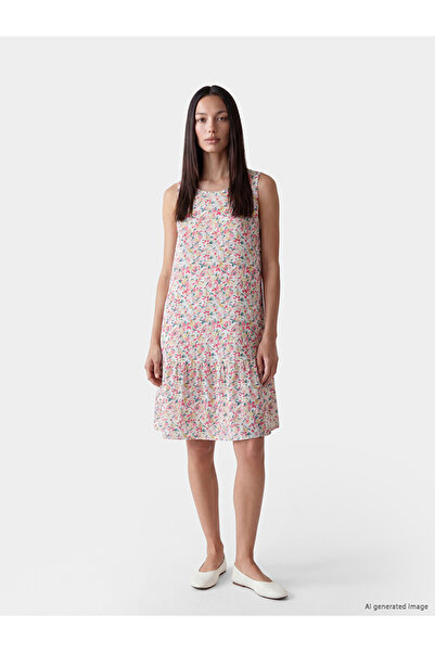 LC Waikiki Rochie cu guler rotund, florală, cu volane