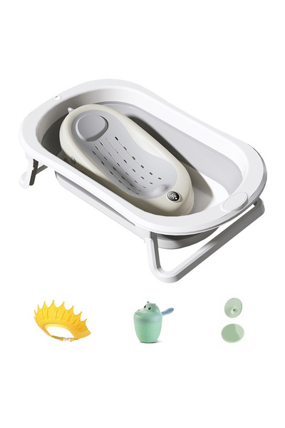 BYBEO 5 PCS Baby Bath Tub Foldable Bathtub With Baby Bath Chair + Shower Cap ...