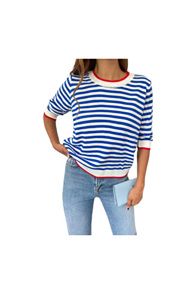 Generic Women's Striped Knit Sweater Free Size – Classic & Chic