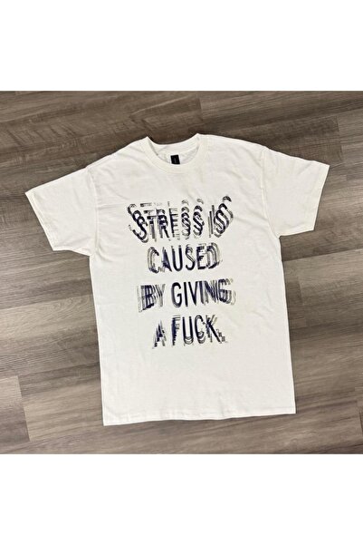 Grafftee Clothing Μπλουζάκι Unisex Oversize με στάμπα  "Stress cause white "