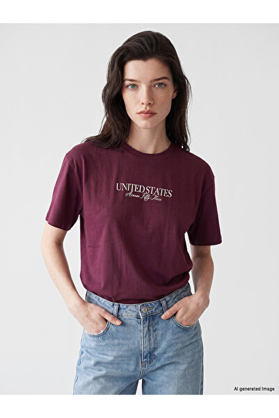 LC Waikiki Tricou de damă din bumbac 100%, imprimat Florida
