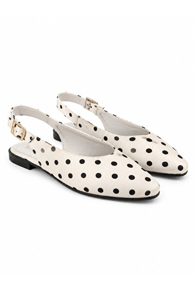 modastilin Jue Puantiyeli Sivri Burun Slingback Babet Şık ve Rahat Günlük Aya...