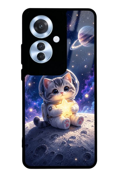 Spoyi Oppo Reno 11F Starlight Space Kitty Design Glossy Phone Case