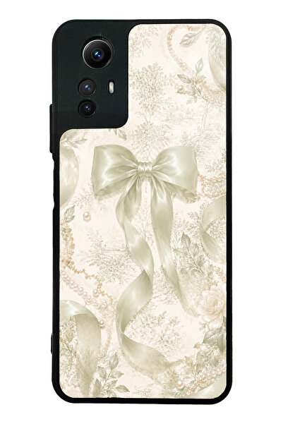 Spoyi Xiaomi Redmi Note 12S Ivory Pearl Bow Tasarımlı Glossy Telefon Kılıfı