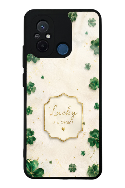 Spoyi Xiaomi Redmi 12C Ivory Lucky Clover Design Glossy Phone Case