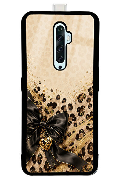 Spoyi Oppo Reno 2Z Golden Leopard Heart Tasarımlı Glossy Telefon Kılıfı