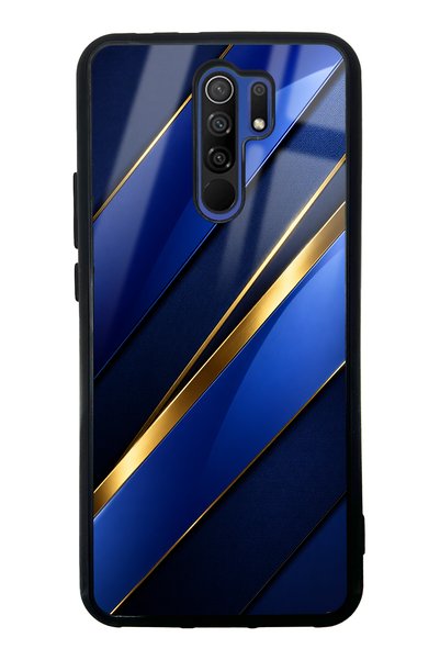 Spoyi حافظة هاتف Xiaomi Redmi 9 بتصميم ذهبي لامع مع حواف من الياقوت الأزرق