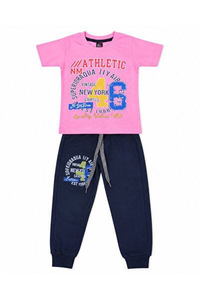 Generic Girls 2 Piece Outfit Pink T-Shirt and Navy Sweatshorts Set 6 Years