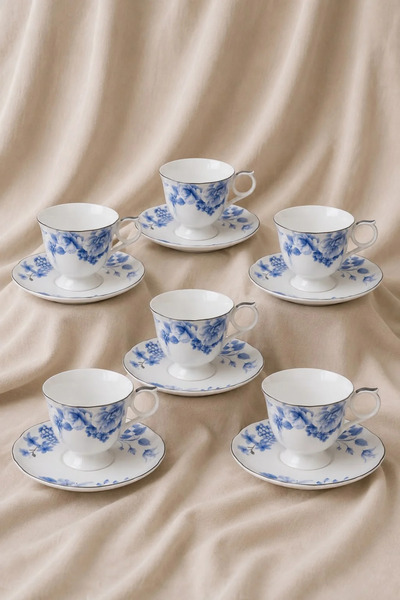 Bereketli Store Acar Talisya Floral 6-Piece Turkish Coffee Cup Set – Porcelai...