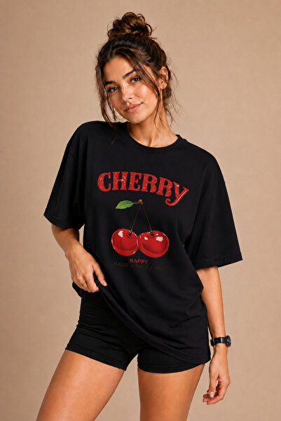 FECCY Premium Cherry unisex oversize ženska majica pamučna oversize majica