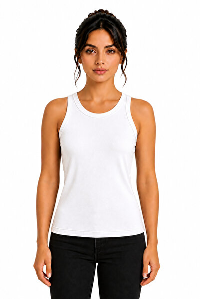 Weweus White Viscose Soft Textured Athlete Body T-Shirt 2108