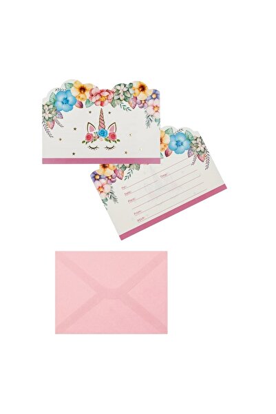 Baloane Vesele Set 6 Invitatii Petrecere Si Pliculete Unicorn ACC100
