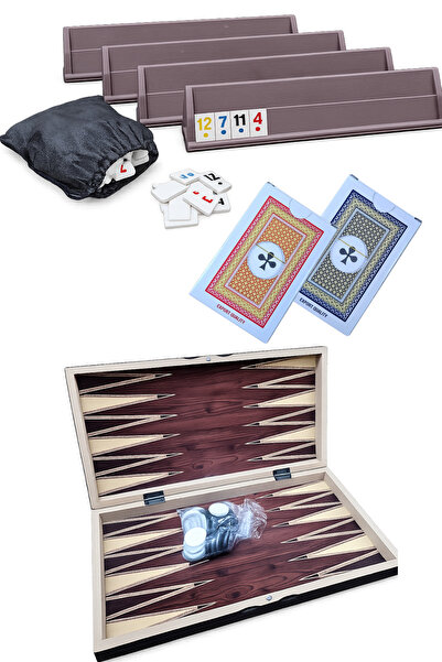 Wibo 3-Piece Game Set Backgammon Okey Set and Playing Cards
