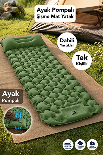 Fischer Tek Kişilik Mat - Su Geçirmez Ultra Hafif Ayak Pompalı Kamp Uyku Yata...