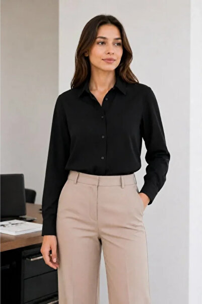 Livizmir Moda Long Sleeve Shirt with Buttons, Classic Collar, Suitable for Ca...