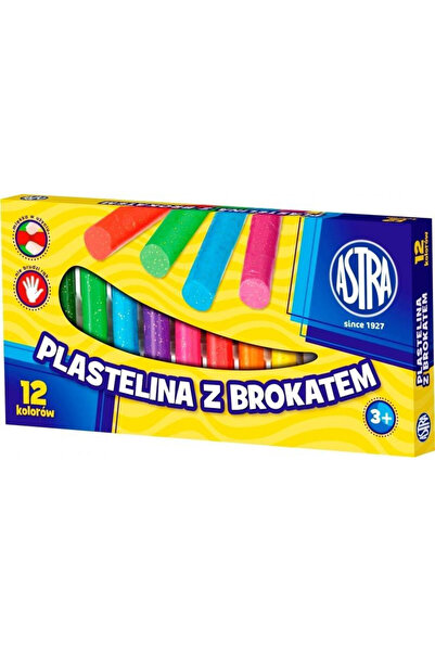 ASTRA papiernicze Plastilina glitter ASTRA 12 culori moale non-aderenta multi...