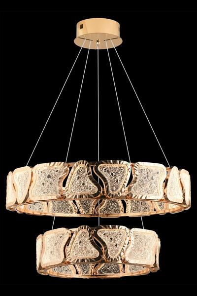 Avonni AV-7015-8002-80+50 Gold Kaplama Klasik Avize LED Metal Kristal H: 100 ...