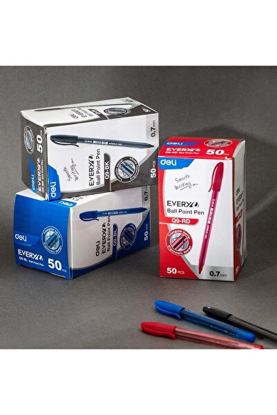 Deli EQ9-BL Ball Point Pen Mini Tip 0.7mm Blue,Black,Red - 50pcs/box - ideal for office and school