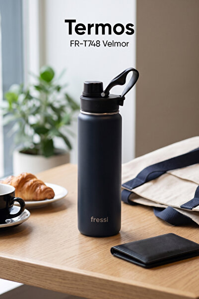 Fressi Velmor Termos Paslanmaz Çelik 700 ML Siyah Termos | FR-T748