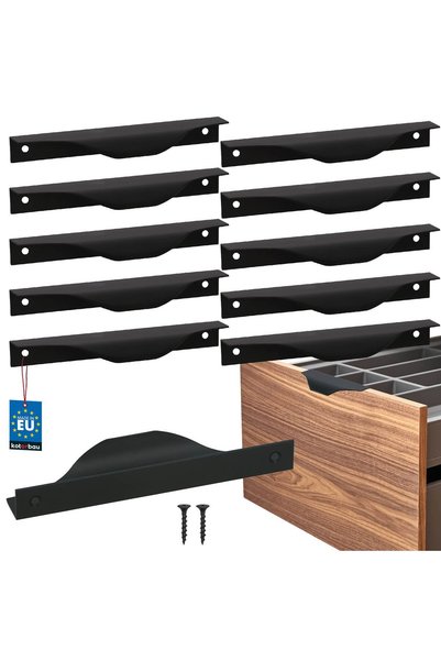 KOTARBAU Mâner de mobilier modern tip  "Edge " din aluminiu negru mat 128 / 1...