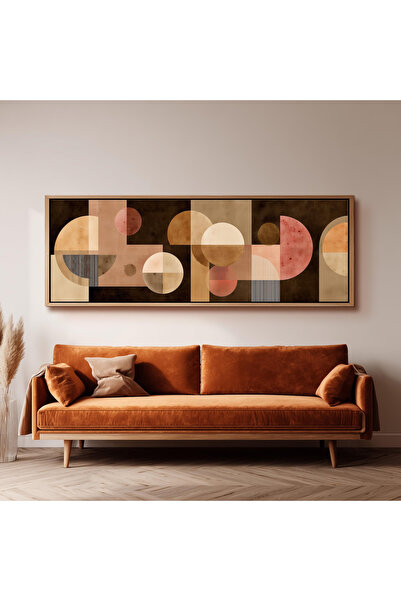 dekorodam Modern Geometrik Temalı Ahşap Çerçeveli Panoramik Duvar Tablosu – S...