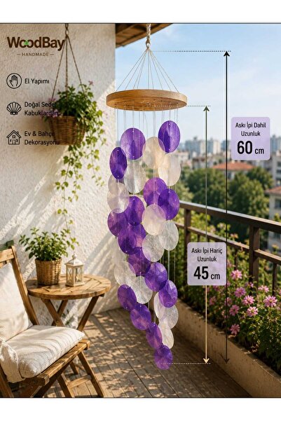 WoodBay Doğal Kabuklu Dekoratif Rüzgar Çanı – El Yapımı Balkon Bahçe Ev Dekor...
