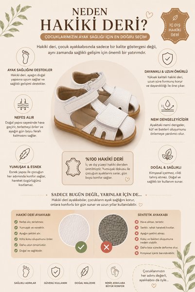 bambino kids shoes Genuine Leather Ultra Lightweight White Unisex Children's Sandals İlkadim Sandals