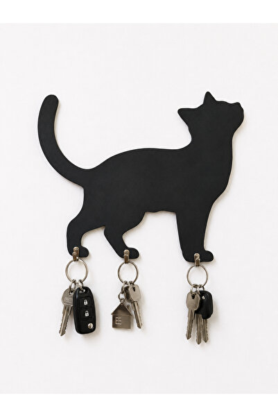 MARLITH HOME Anahtar Askısı Kedi Figürlü Ahşap MDF Duvar Askılığı Dekoratif A...