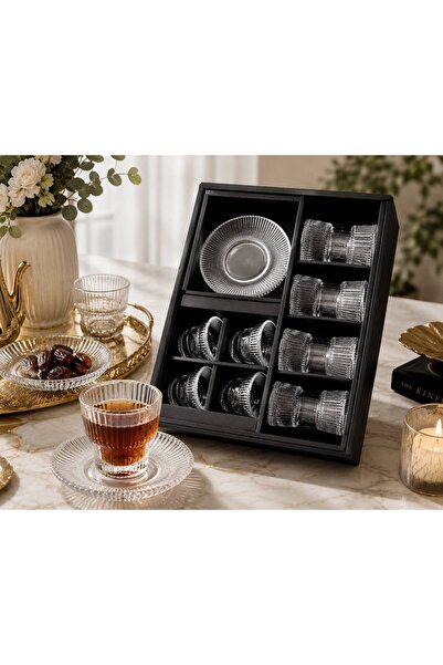 Dove 8Pcs Glass Coffee Tea Cup Set with Saucers - Luxury Design for Gifting a...