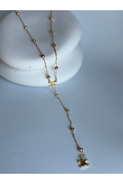 BHR AKSESUAR Gold Color Y Necklace