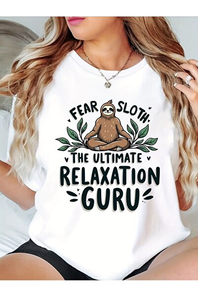 12 HERTZ تي شيرت نسائي كاجوال بطبعة "Fear Sloth, The Ultimate Relaxation Guru...