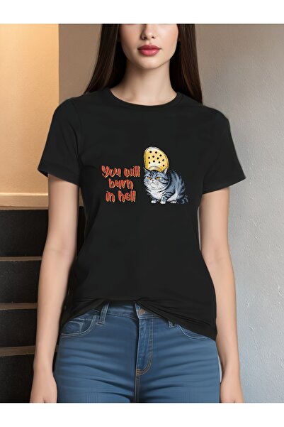 212Wear تي شيرت نسائي مطبوع بأكمام قصيرة وياقة مستديرة، بتصميم كاجوال، قابل ل...