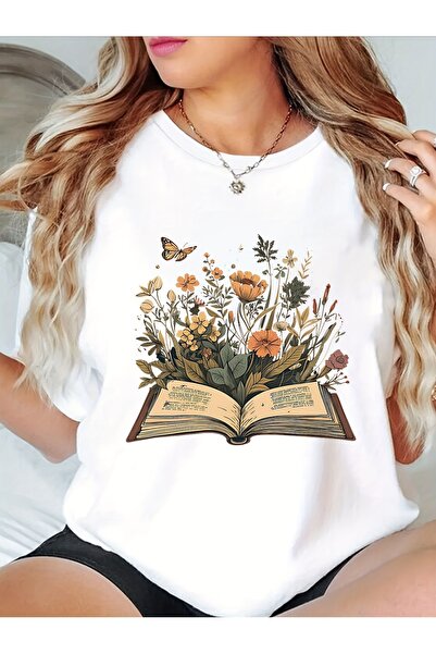 Ekim11 تي شيرت نسائي كاجوال مطبوع عليه عبارة Reading Enthusiast بأكمام قصيرة ...