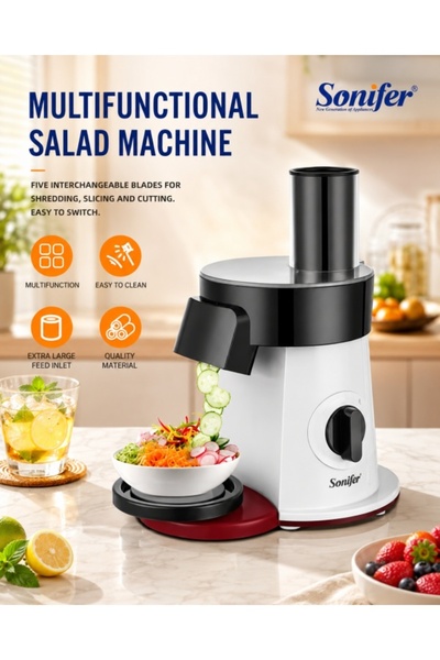 Sonifer 5-in-1 Salad Maker 200W Electric Vegetable Slicer & Shredder with 5 S...