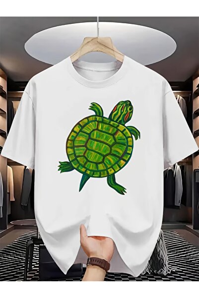 En22 Patterned Men'S Pure T-Shirt Bright Green Tortoise Shell Art Print Patte...