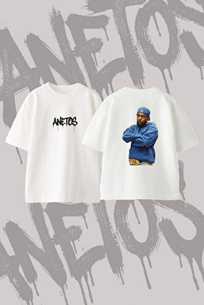 Anetos Kendrick Lamar_22 Design Back Printed Cotton White Oversize T-Shirt