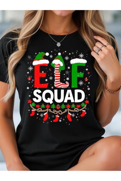 Astogria13 تي شيرت نسائي بتصميم جرافيك لعيد الميلاد من ELF SQUAD يتميز بتصميم...