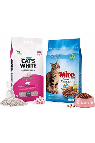 LaMito CAT'S WHITE Adult Cat Food Chicken & Fish Formula 1kg + Cat's White Ba...