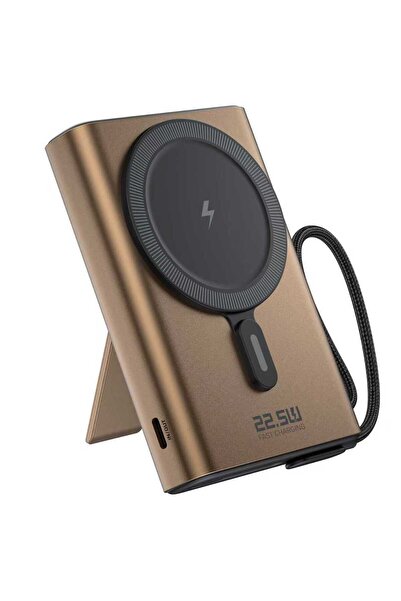 shaza 10.000 Mah 22.5W Magsafe Taşınabilir Standlı Şarj Cihazı Gold