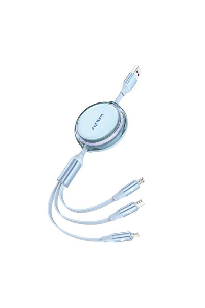 FONENG Cablu 3-în-1 1.1M Pentru Android, iPhone, USB-C, Micro USB