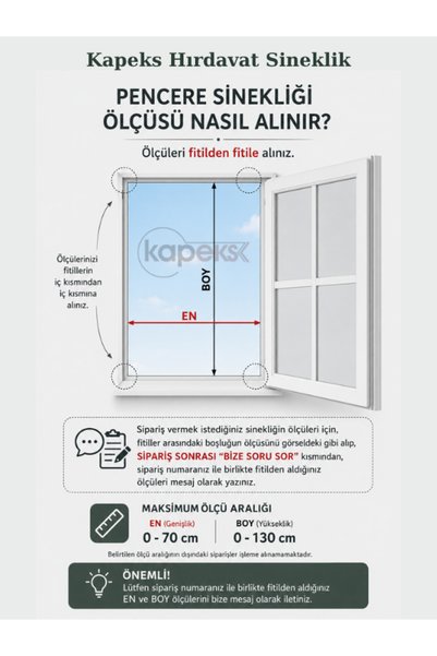 kapeks hırdavat-çelik kapı Hinged Window Screen White Color (Width: 0-70 Cm, Length: 0-130 cm) Please Send a Message for Custom Size.