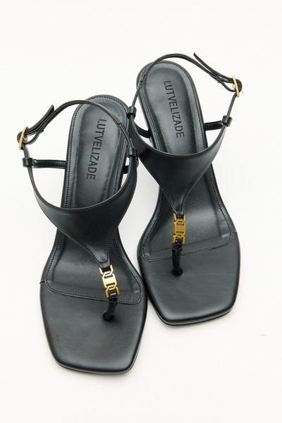 LUTVELIZADE Heeled Sandals 2627 - Black Women's Heeled Sandals with Minimal G...