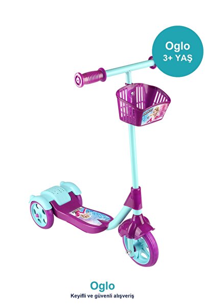 OGLO Çocuk Scooter 3 Tekerlekli Frenli Sepetli — Dengeli İlk Scooter, Ayarlan...