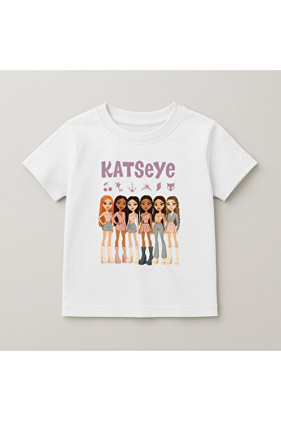 SVART WEAR تي شيرت قطني مطبوع عليه Katseye برقبة دائرية وأكمام قصيرة للأطفال ...