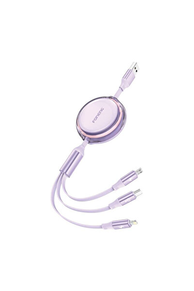 FONENG Cablu 3-în-1 1.1M Pentru telefoane Android și Apple Cu conectori Light...